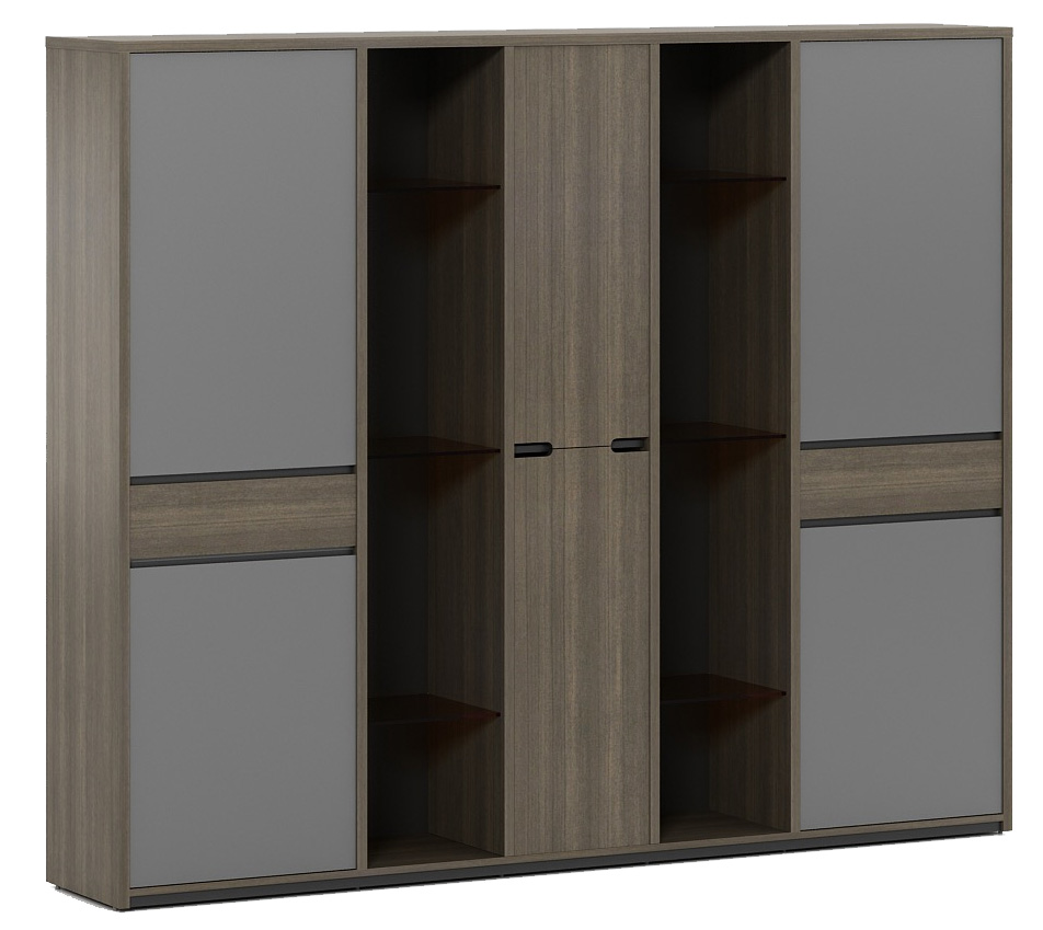 Bibliothèque en bois avec portes et étagères - deco pro