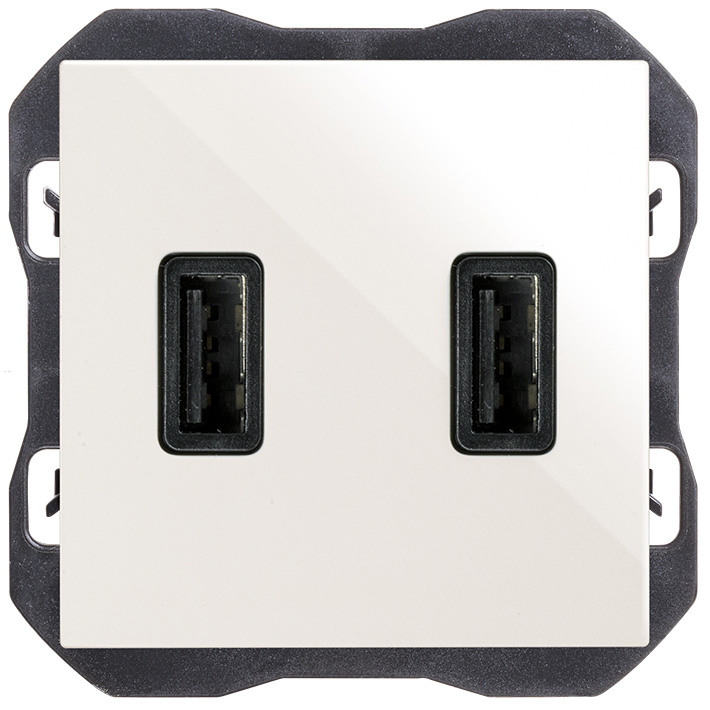 Chargeur USB double 2,1 A type A blanc Simon 27 - simon maroc